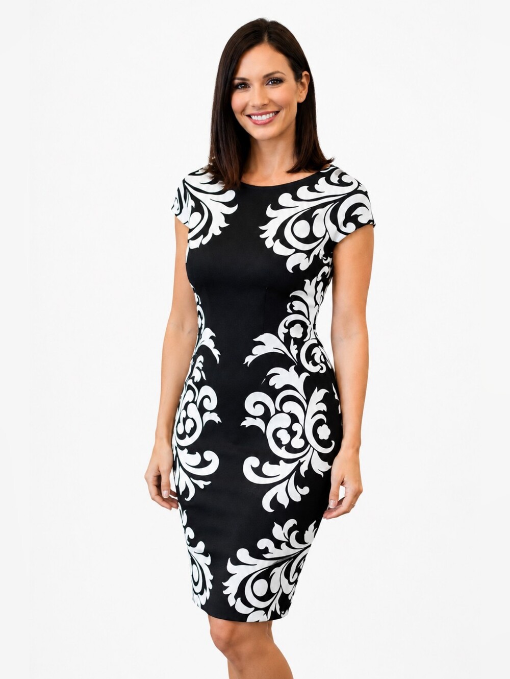 Maggie London Black and White Print Spandex Dress Size 12